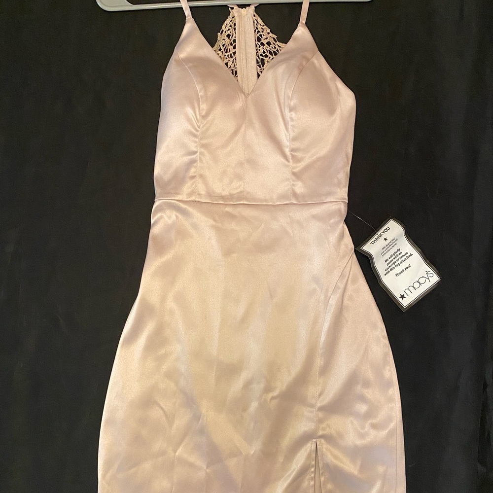 Sequin Hearts Blush pink cutout back with lace Dress Size Junior 3 with slit